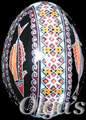 Ukrainian Easter egg. Chicken pysanka. Fish