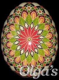 Ukrainian egg. Finely detailed geometric pysanky.