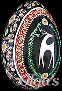 Ukrainian Easter Eggs. Goose pysanky with powerful ancient Ukrainian symbols.