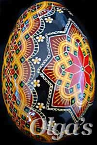 Ukrainian Easter Eggs. Decorative hand painted Goose pysanky.