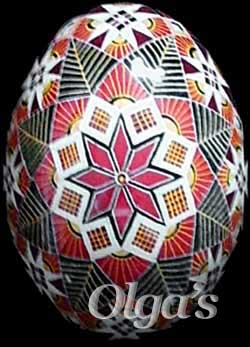 Ukrainian eggs. Wax and dye batik egg art. Duck Pysanky.