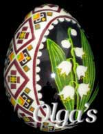 Ukrainian Easter egg. Quail Lily-of-the-Valley Pysanky.