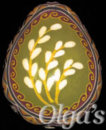 Ukrainian Easter egg. Quail Pysanka Willow Branch.