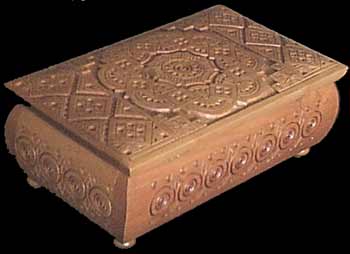 Ukrainian hand carved wooden jewelry box.